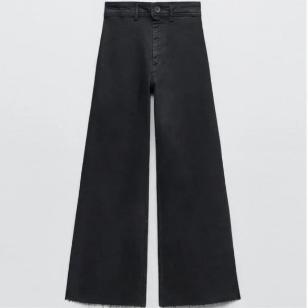 NEW! Zara 'The Marine' Straight Jeans in PURE BLACK (0) - Picture 9 of 10
